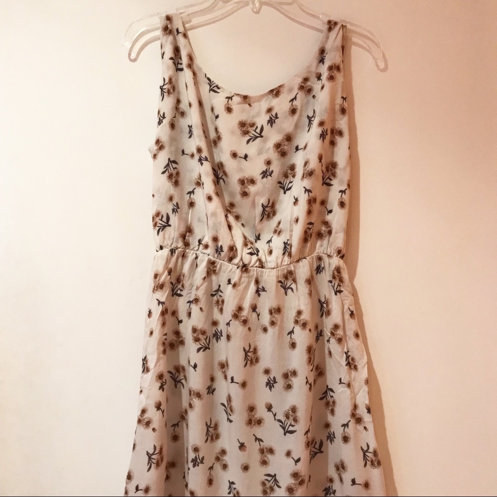 brandy melville white sunflower open back dress